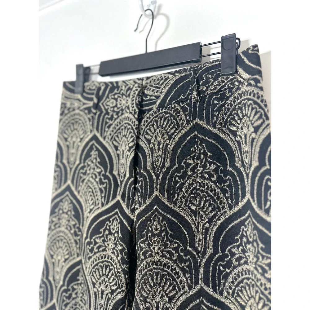 J.McLaughlin Grier cropped‎ pants black gold brocade stretch womens 0